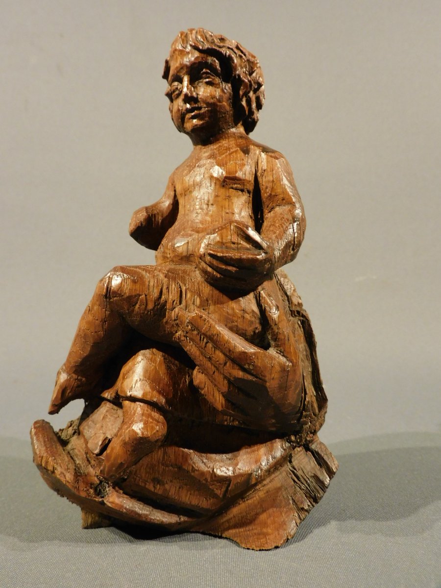 Wooden Fragment Of The Infant Jesus, 19th Century,neo-gothic Christ
