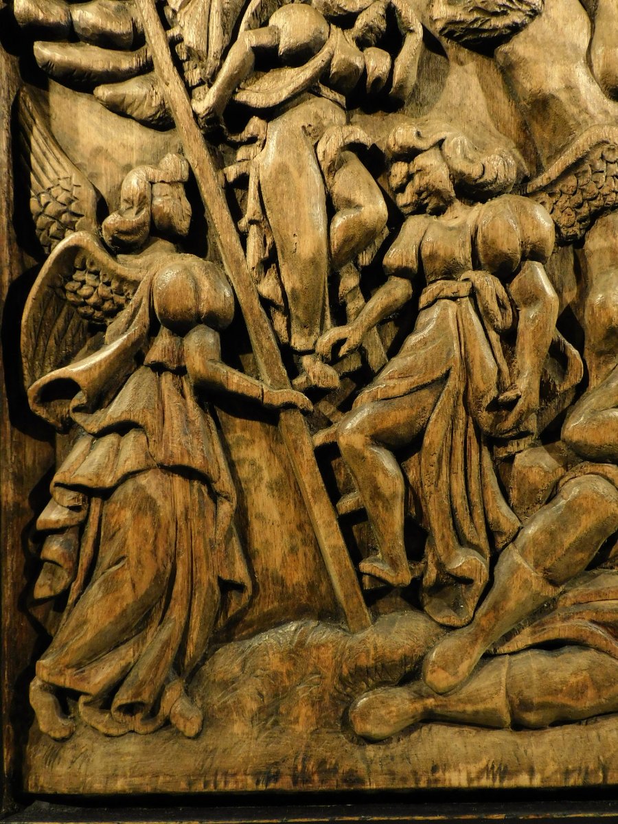 Wooden Panel Depicting Jacob's Ladder - 19th Century-photo-3