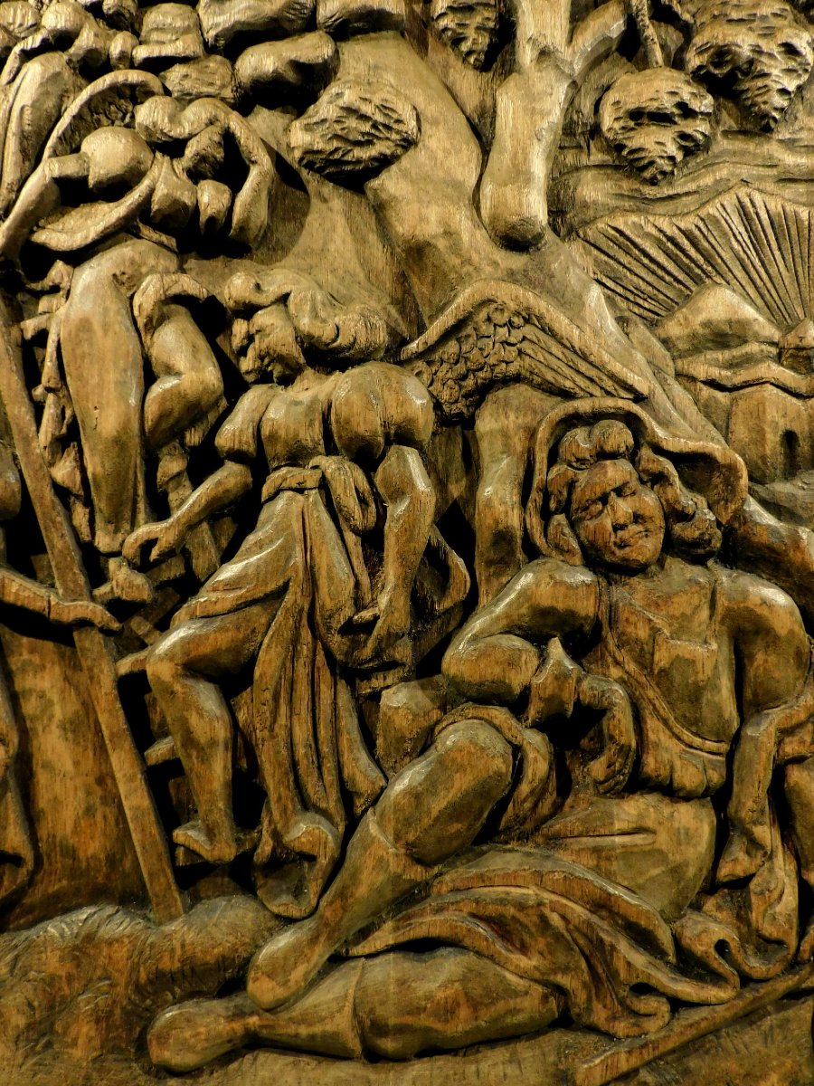 Wooden Panel Depicting Jacob's Ladder - 19th Century-photo-2