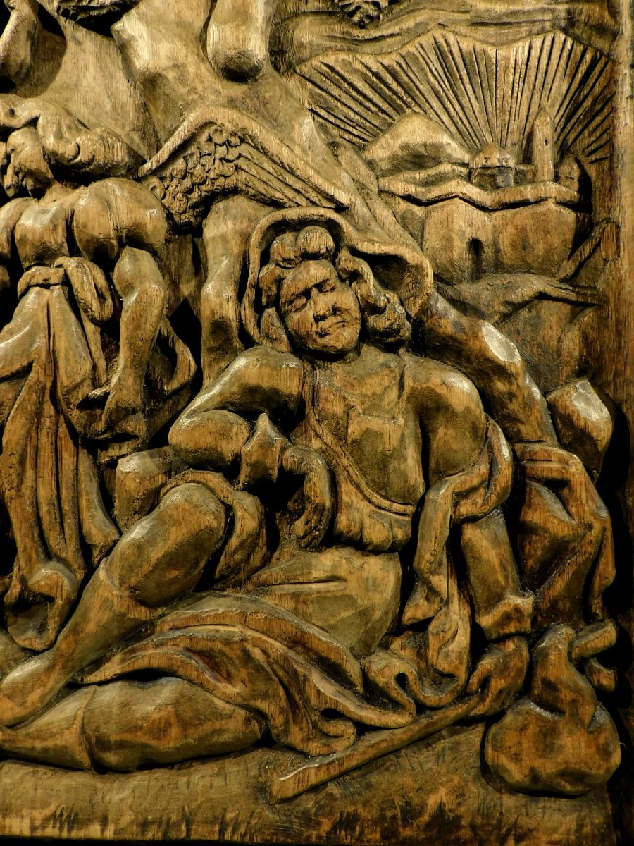 Wooden Panel Depicting Jacob's Ladder - 19th Century-photo-4