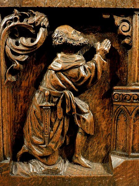 Panneau en bois  sculpté  - Saint Paul -  18eme  - 19eme-photo-3
