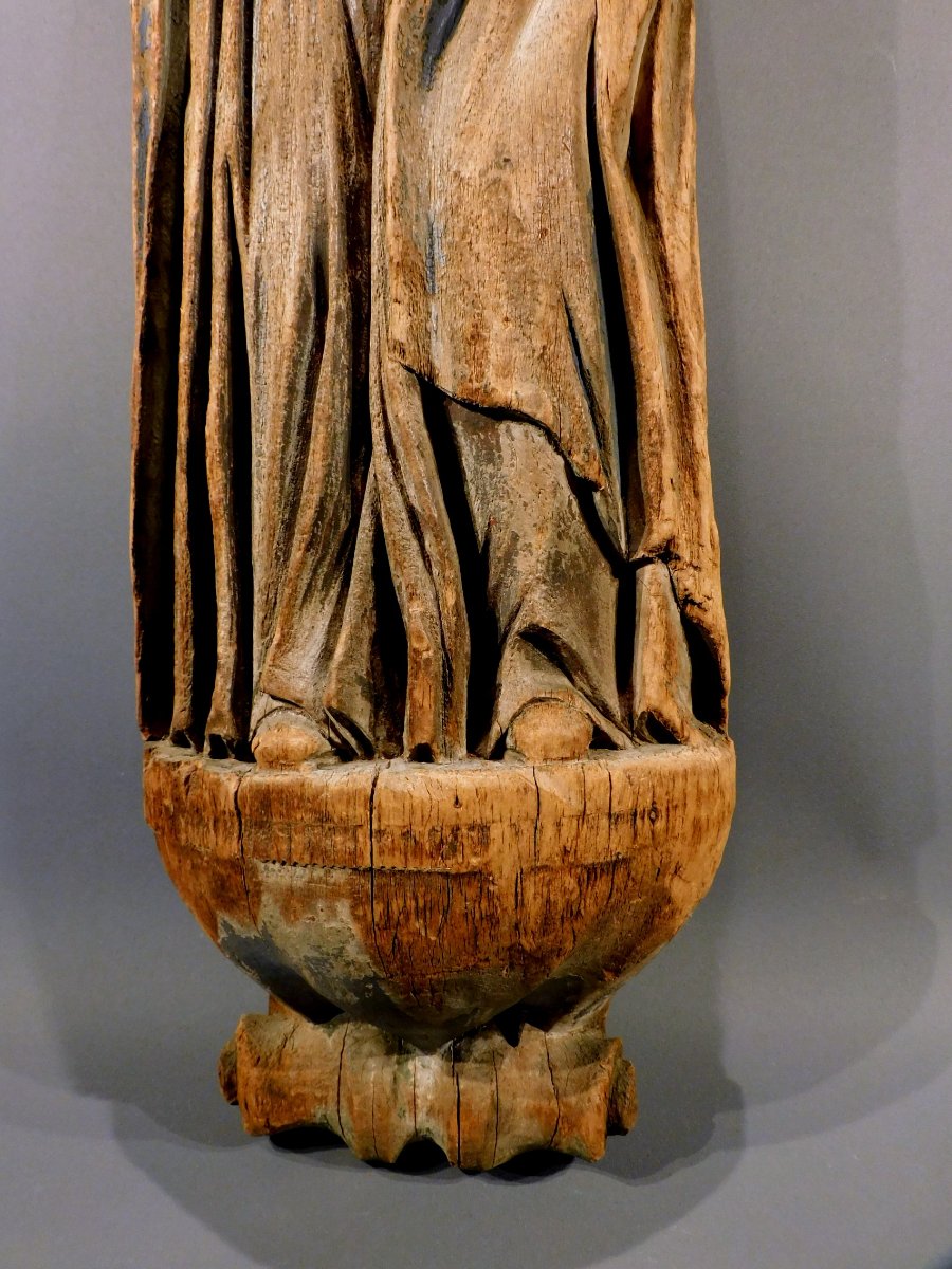 Wooden Sculpture Of A Mourning Virgin, Early 18th Century-photo-2