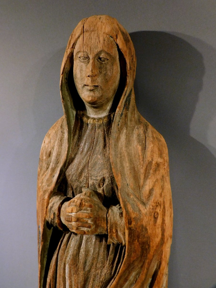 Wooden Sculpture Of A Mourning Virgin, Early 18th Century-photo-3
