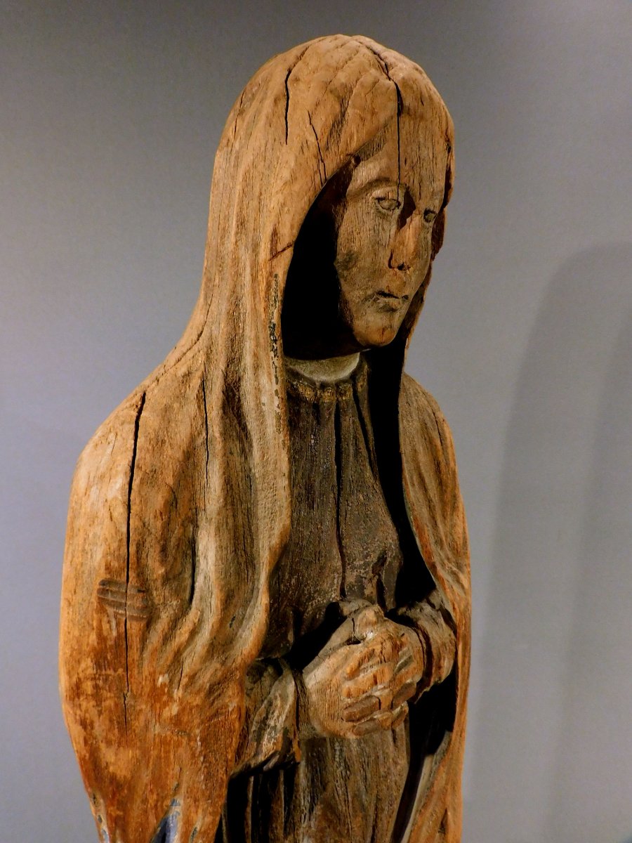 Wooden Sculpture Of A Mourning Virgin, Early 18th Century-photo-4