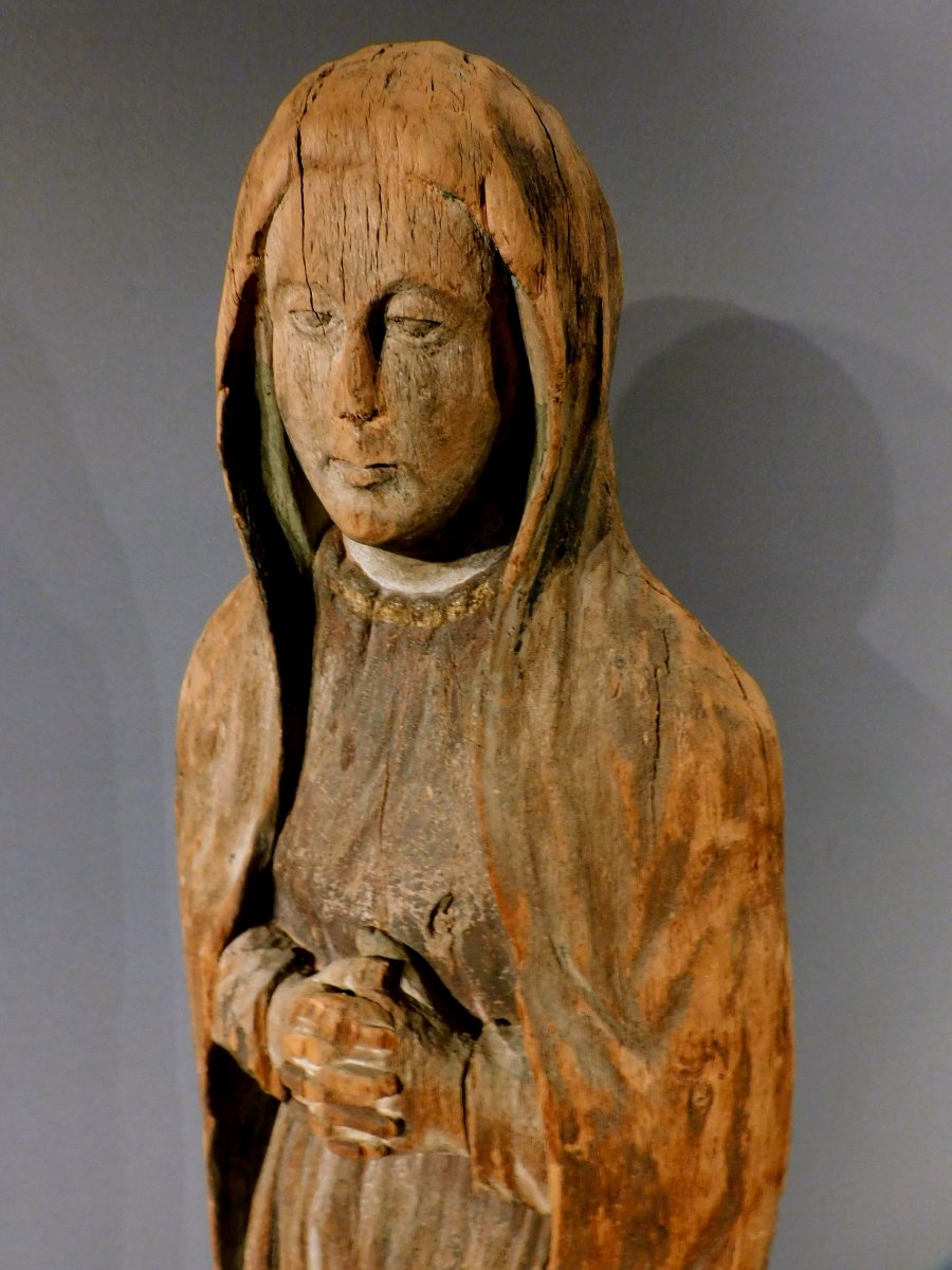 Wooden Sculpture Of A Mourning Virgin, Early 18th Century-photo-5
