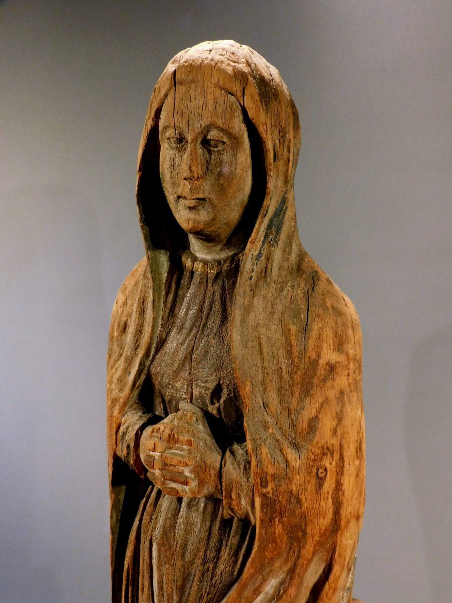 Wooden Sculpture Of A Mourning Virgin, Early 18th Century-photo-6