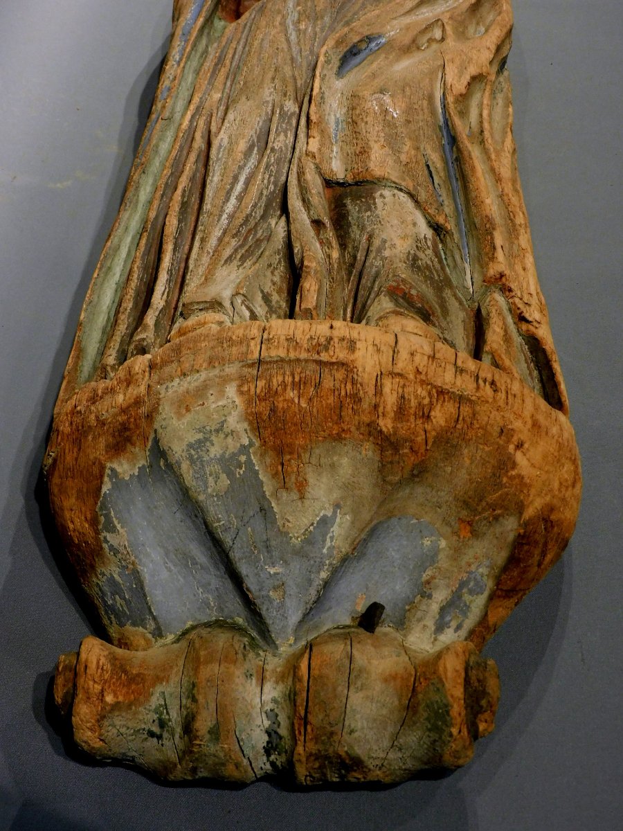 Wooden Sculpture Of A Mourning Virgin, Early 18th Century-photo-7