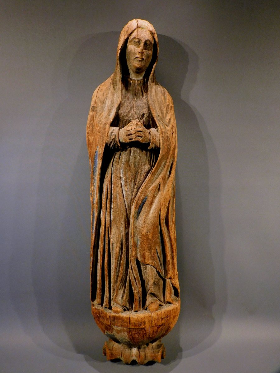 Wooden Sculpture Of A Mourning Virgin, Early 18th Century