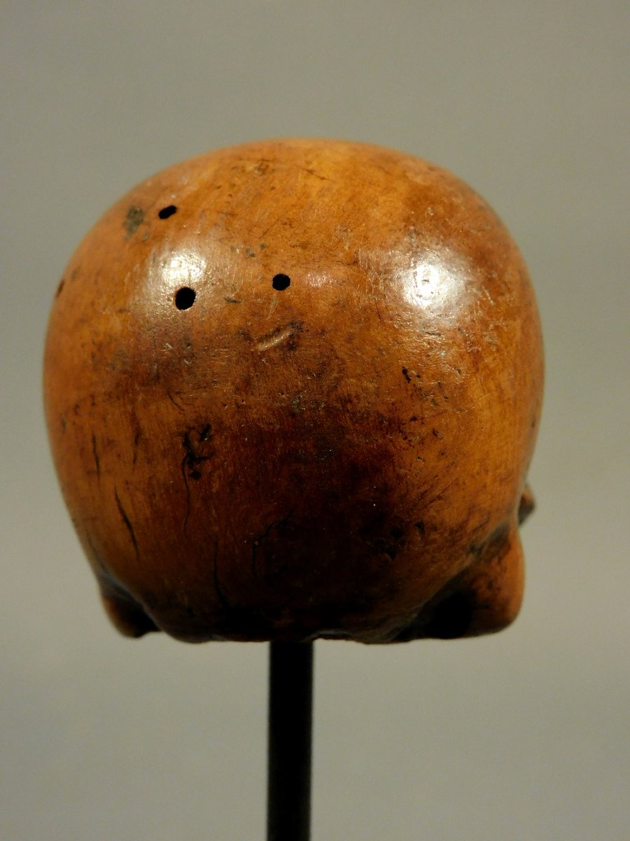Memento Mori Carved Wooden Skull -photo-4