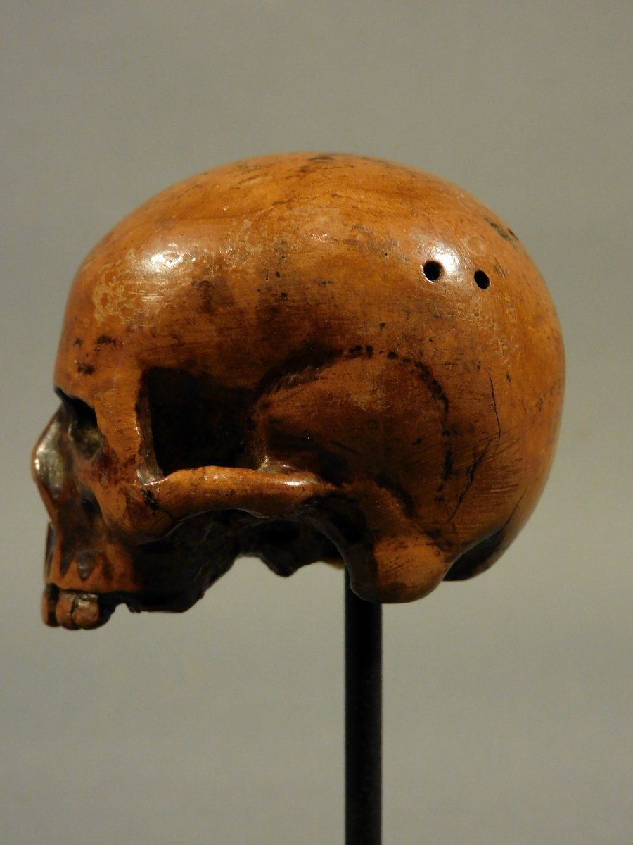 Memento Mori Carved Wooden Skull -photo-2