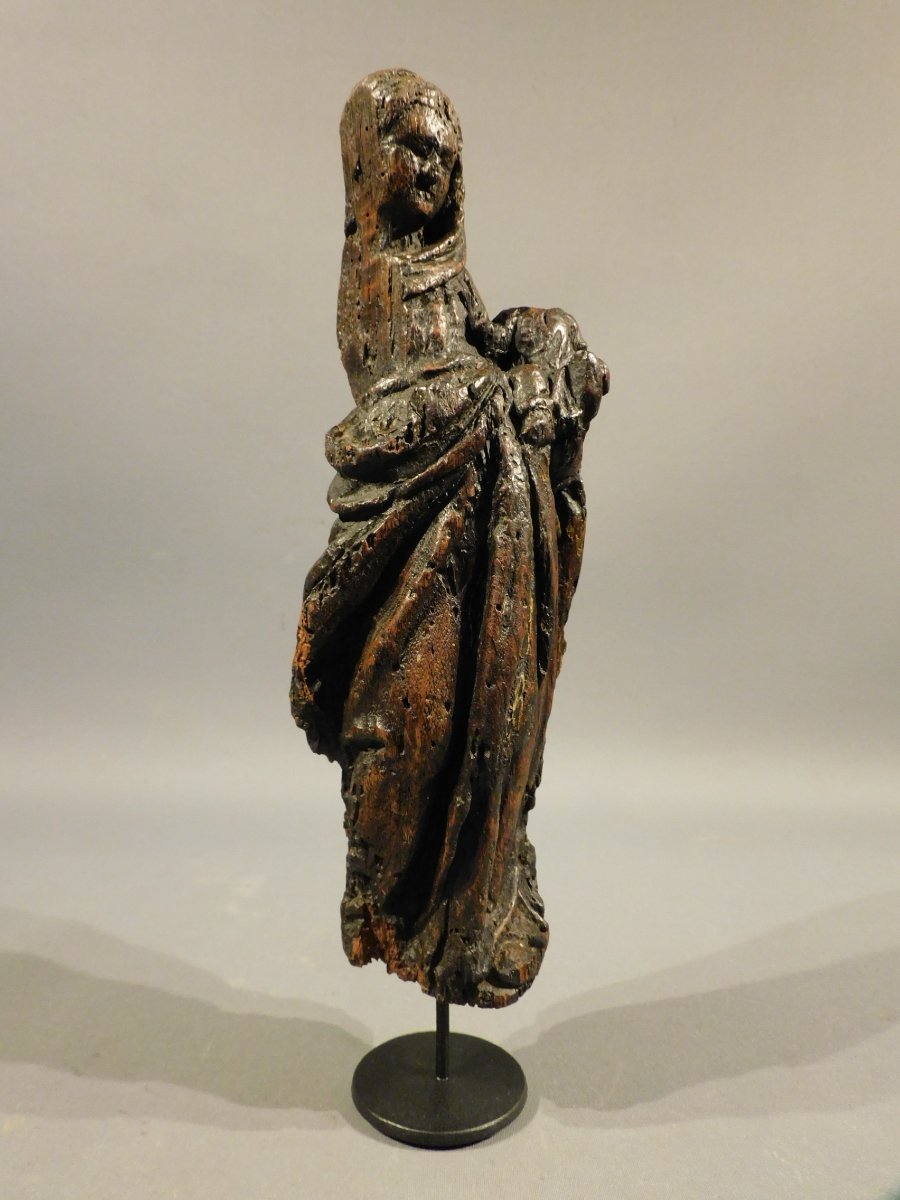 17th-century Carved Wooden Virgin, "haute Epoque" -photo-2
