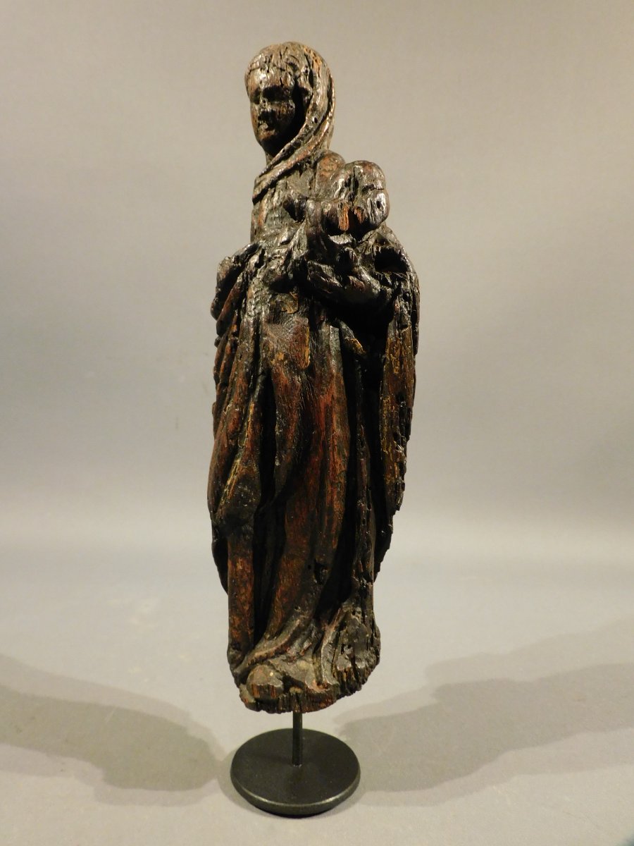 17th-century Carved Wooden Virgin, "haute Epoque" -photo-3