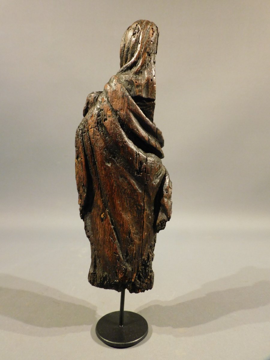 17th-century Carved Wooden Virgin, "haute Epoque" -photo-4