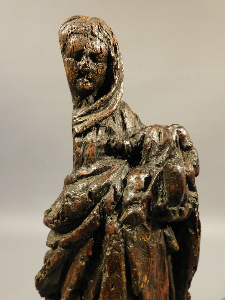 17th-century Carved Wooden Virgin, "haute Epoque" -photo-1