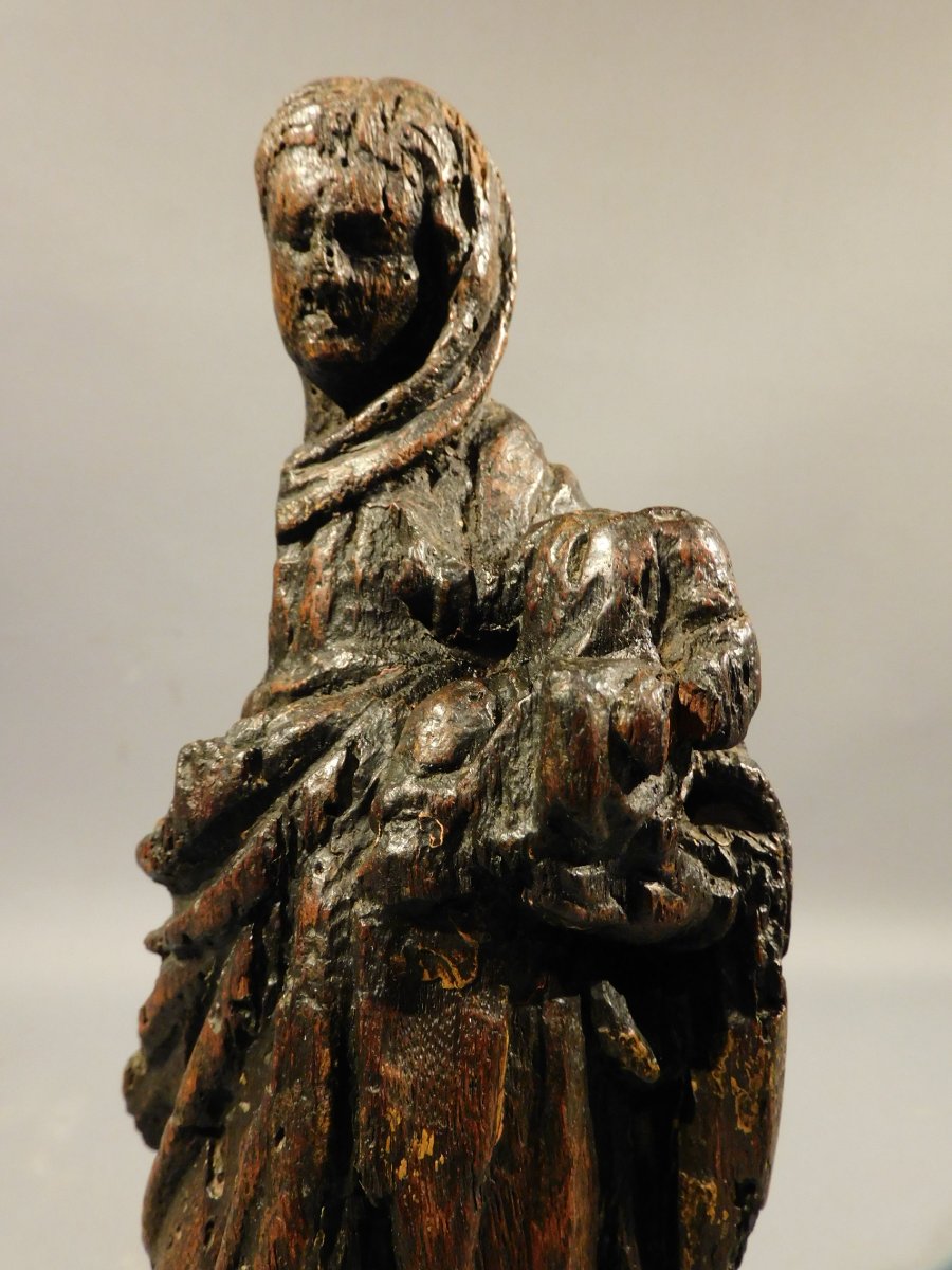 17th-century Carved Wooden Virgin, "haute Epoque" -photo-3
