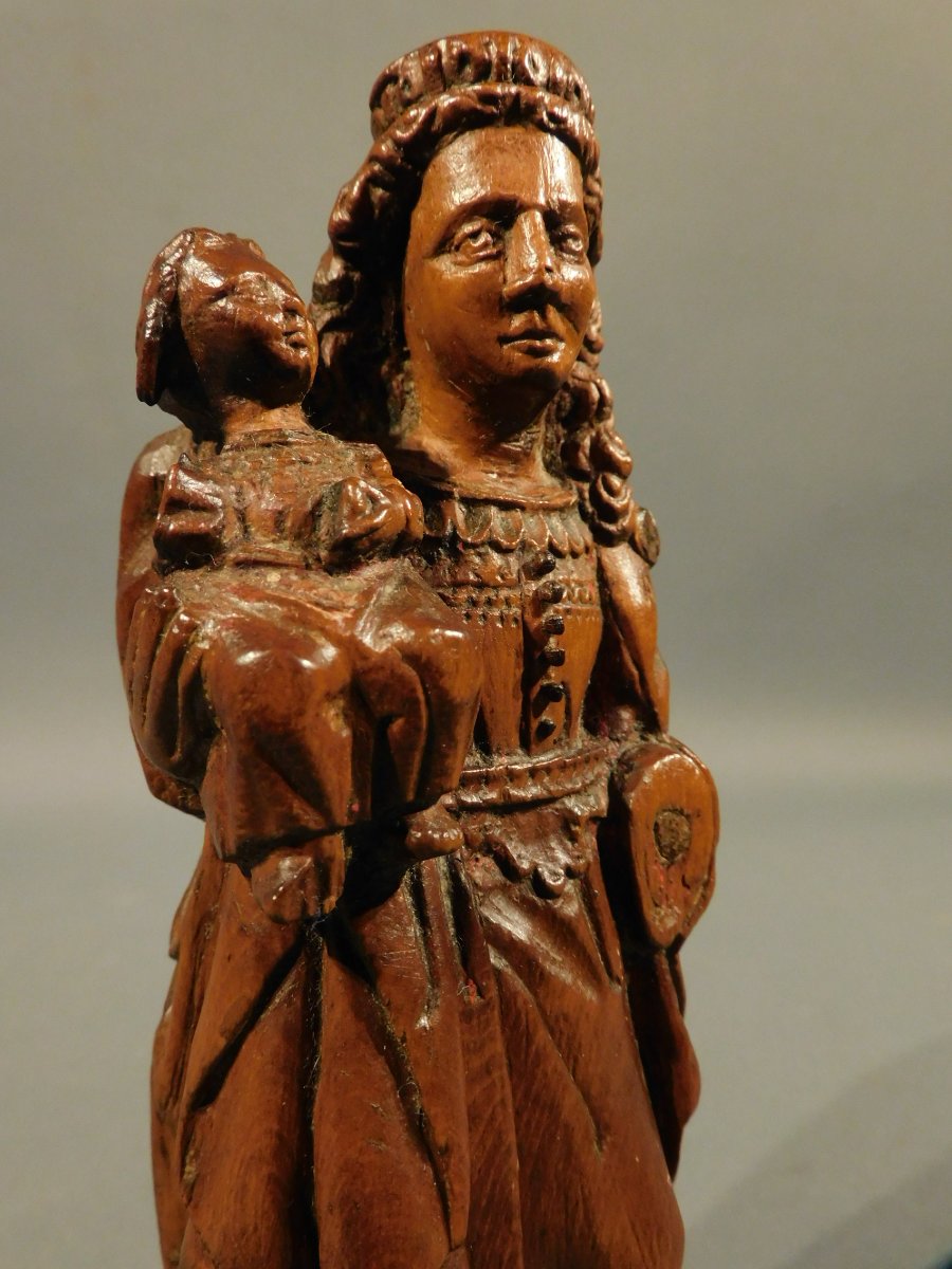 Virgin And Child In Boxwood, 17th Century, High Period-photo-1