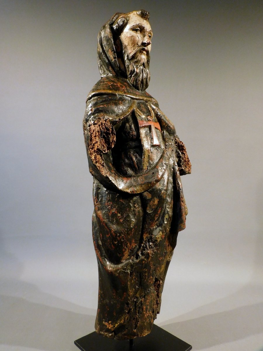 Wooden Sculpture Of Saint Anthony The Abbot  ? 17th Century Haute Epoque-photo-4