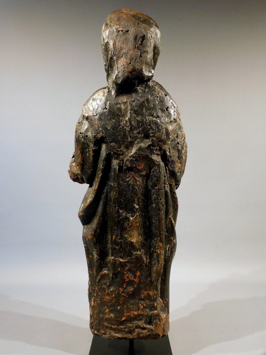 Wooden Sculpture Of Saint Anthony The Abbot  ? 17th Century Haute Epoque-photo-1