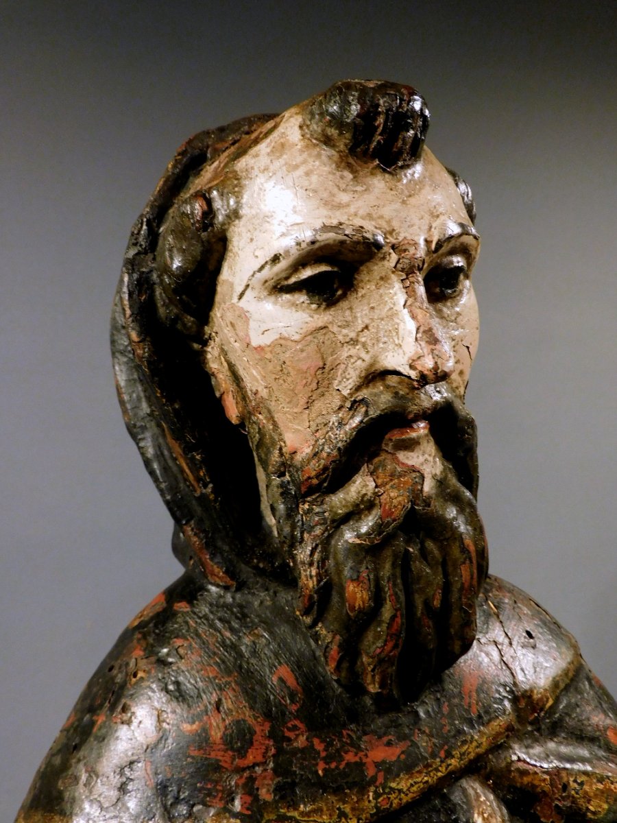 Wooden Sculpture Of Saint Anthony The Abbot  ? 17th Century Haute Epoque-photo-5