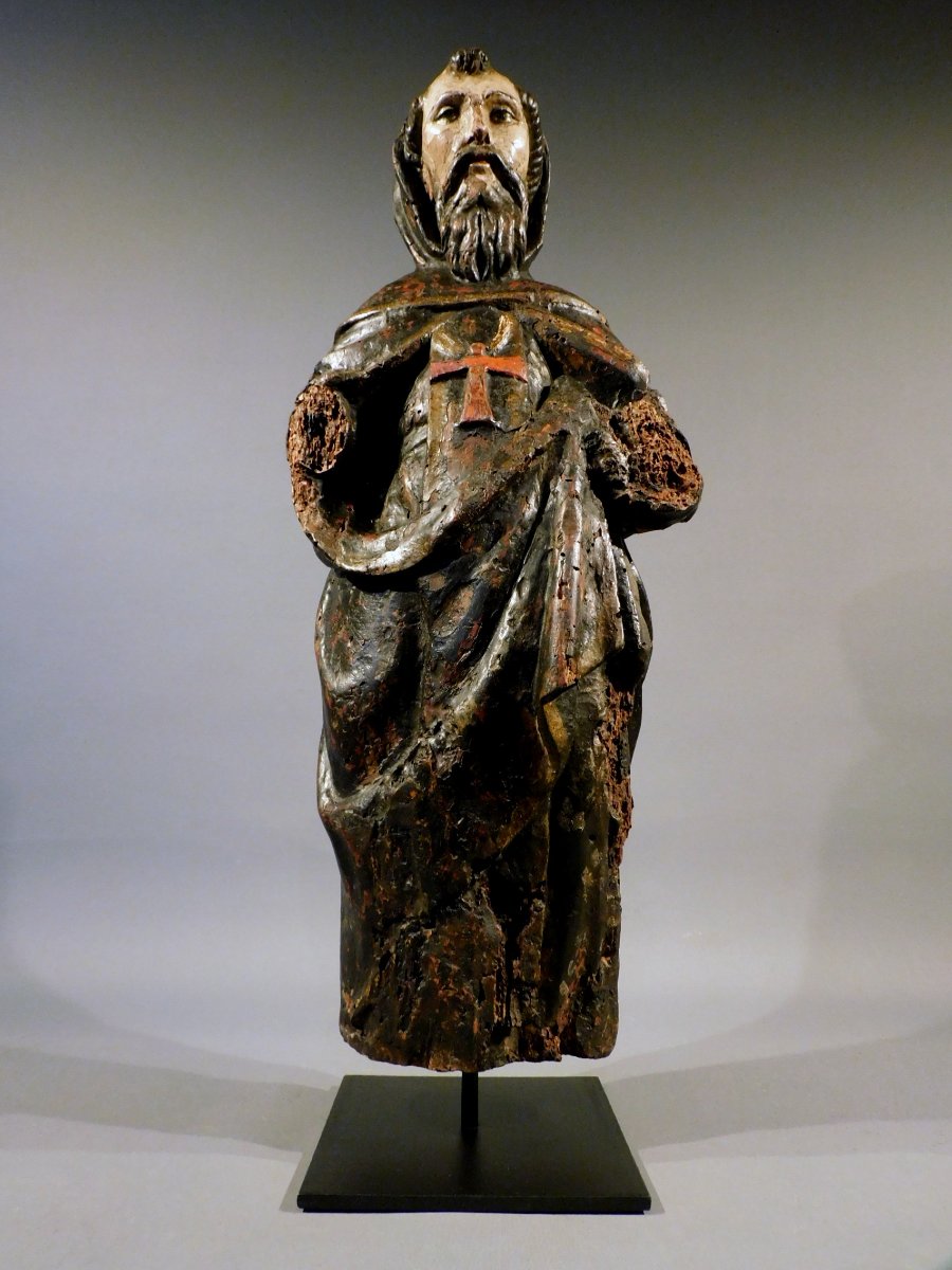 Wooden Sculpture Of Saint Anthony The Abbot  ? 17th Century Haute Epoque