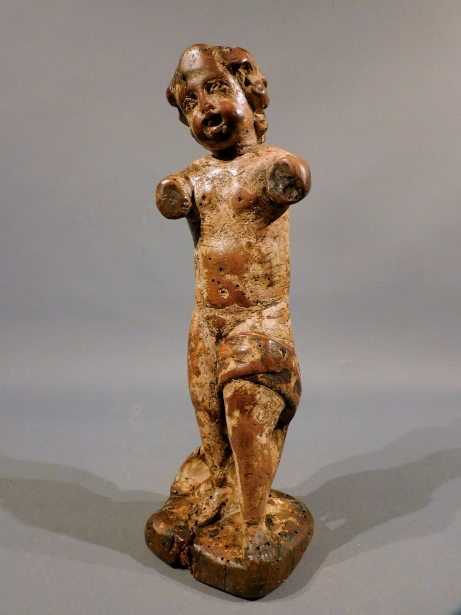 Putto en bois sculpté 17eme siécle -photo-2