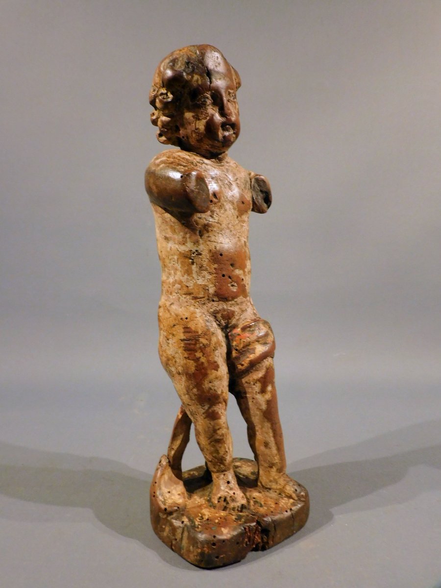 Putto en bois sculpté 17eme siécle -photo-3