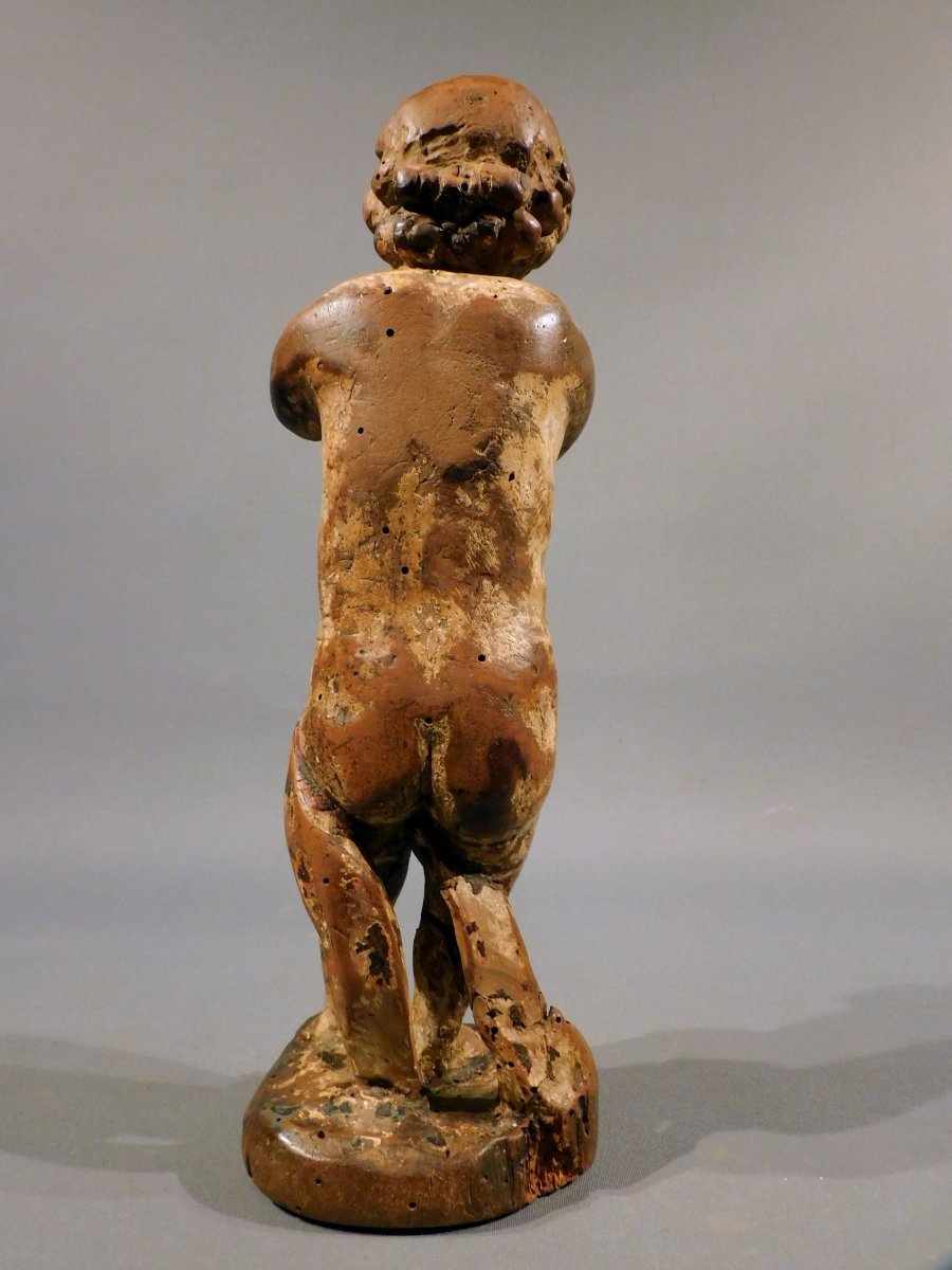 Putto en bois sculpté 17eme siécle -photo-4