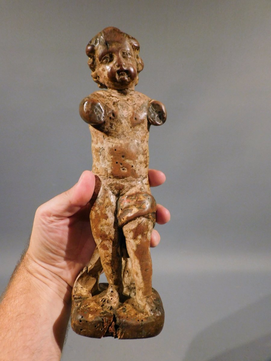 Putto en bois sculpté 17eme siécle -photo-8