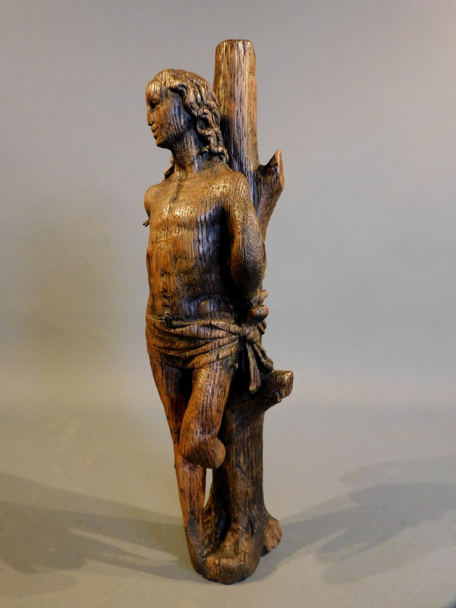Oak Sculpture Of Saint Sebastian, 16th Century, Haute Epoque-photo-2
