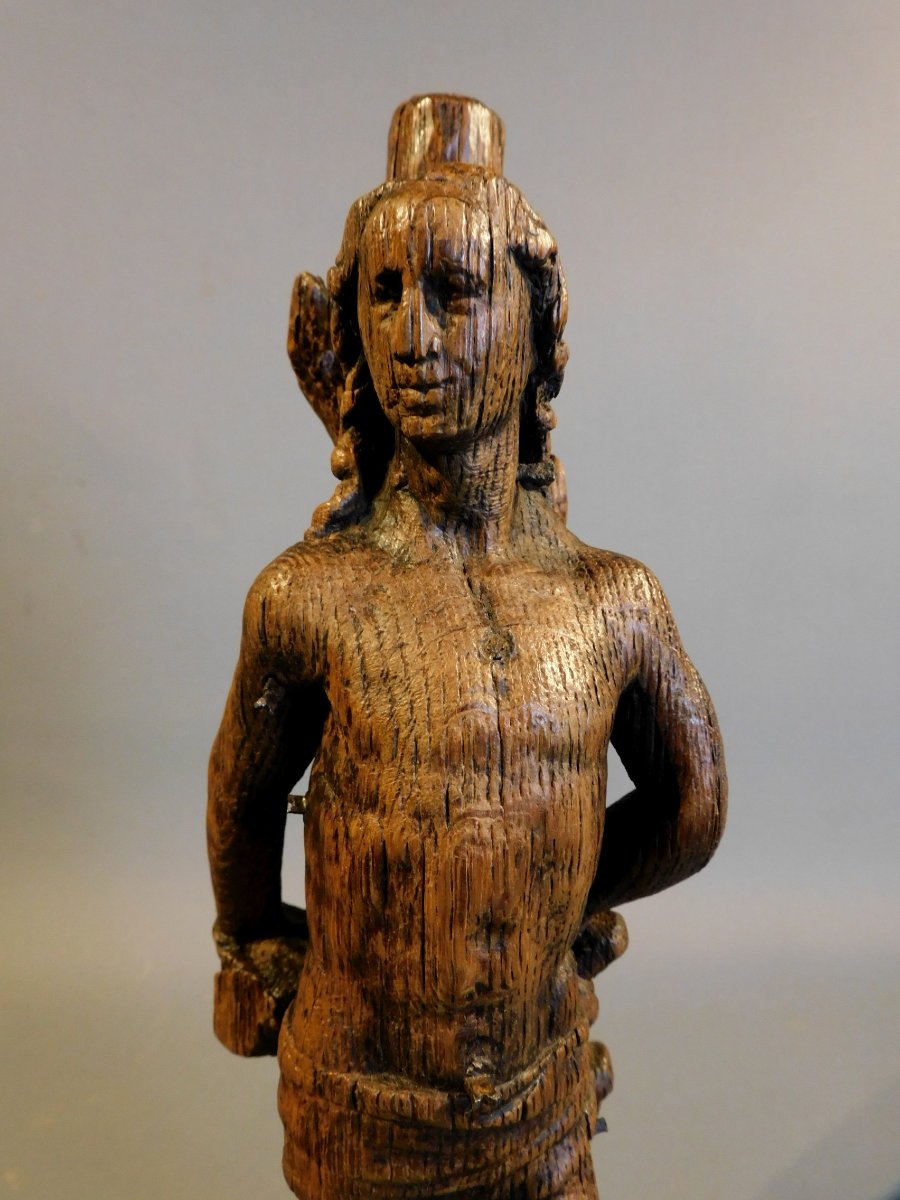 Oak Sculpture Of Saint Sebastian, 16th Century, Haute Epoque-photo-4
