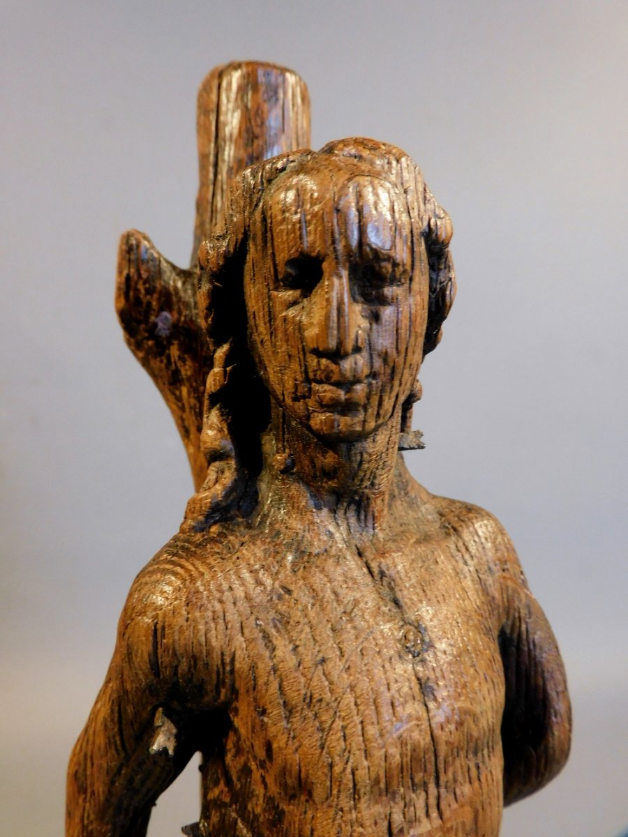 Oak Sculpture Of Saint Sebastian, 16th Century, Haute Epoque-photo-6
