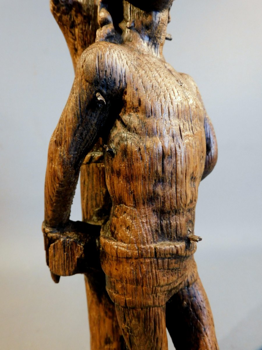 Oak Sculpture Of Saint Sebastian, 16th Century, Haute Epoque-photo-7