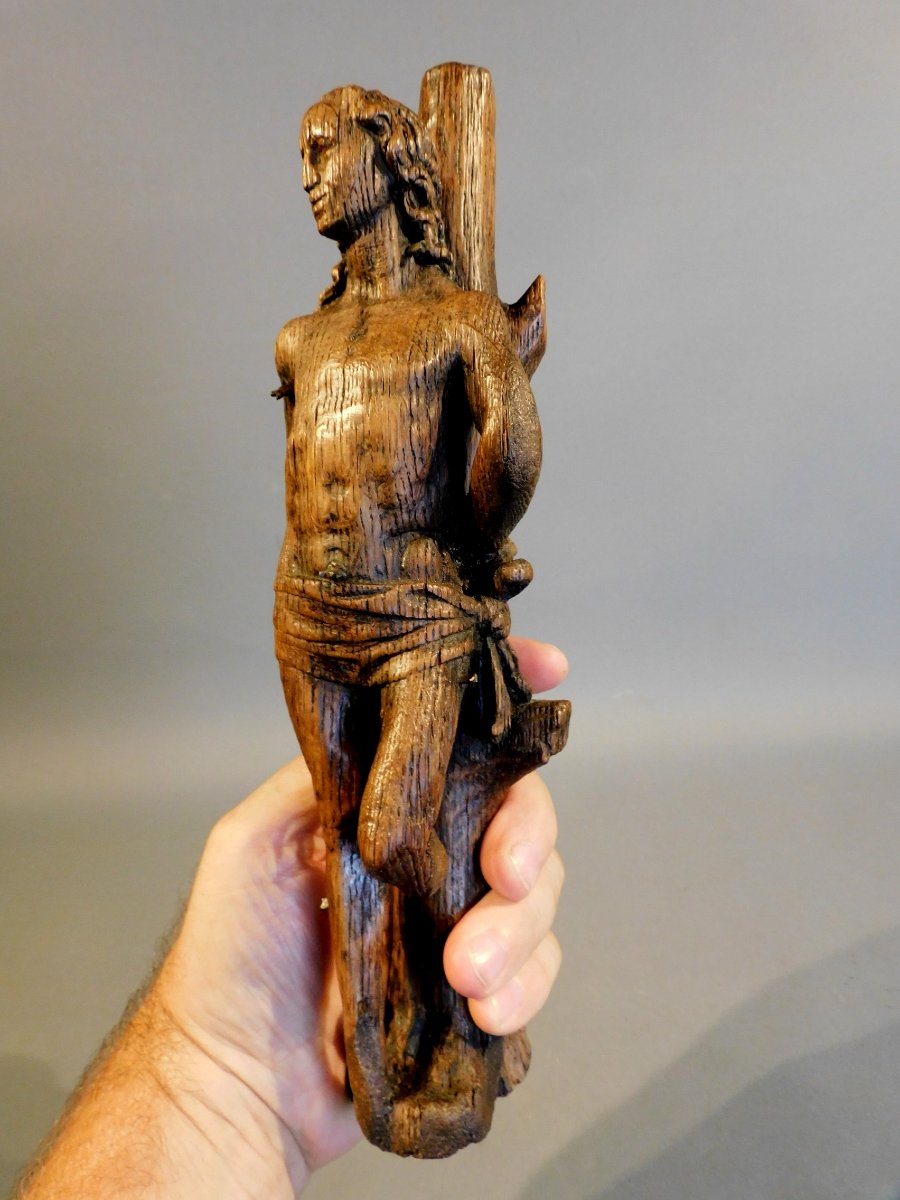 Oak Sculpture Of Saint Sebastian, 16th Century, Haute Epoque-photo-8