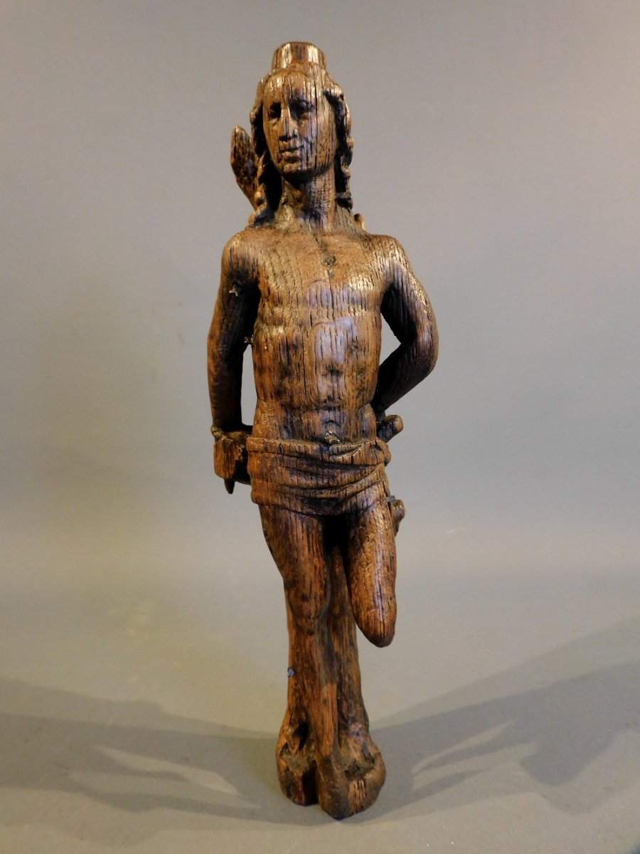 Oak Sculpture Of Saint Sebastian, 16th Century, Haute Epoque