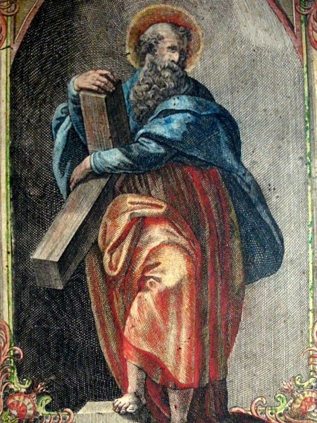 Gravure Coloriée Religieuse Saint André Fin Du 17eme Debut 18eme Siécle-photo-3