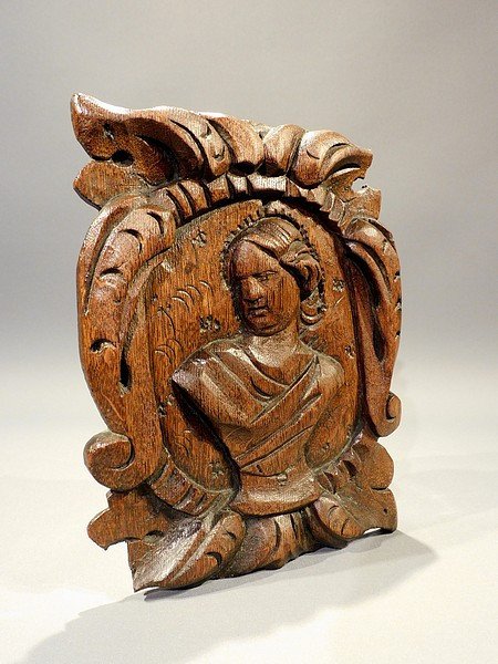 Carved Wooden Panel 18th Century Religious Baroque-photo-3