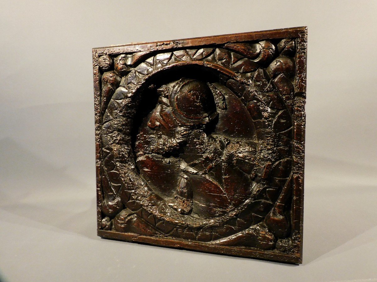 Carved Wooden Panel 16th Century Haute Epoque-photo-3