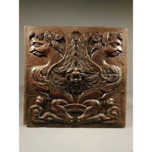 Carved Wooden Panel 17th Century Haute Epoque