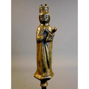 Virgin And Child In Bronze, Part Of A Gothic Candlestick From The Early 16th Century