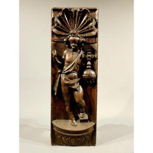 Carved Wooden Panel Christ 17th Century Haute Epoque