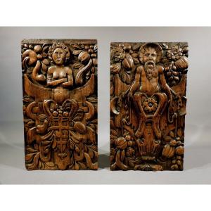 Carved Wooden Panels 17th Century Haute Epoque