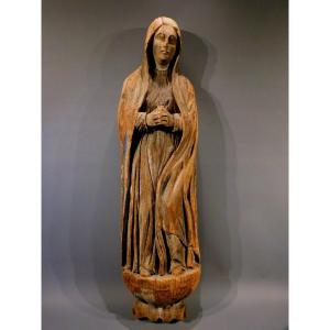 Wooden Sculpture Of A Mourning Virgin, Early 18th Century