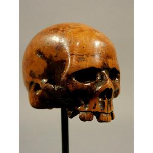 Memento Mori Carved Wooden Skull