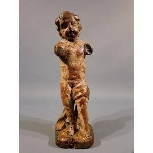 17th-century Carved Wooden Putto