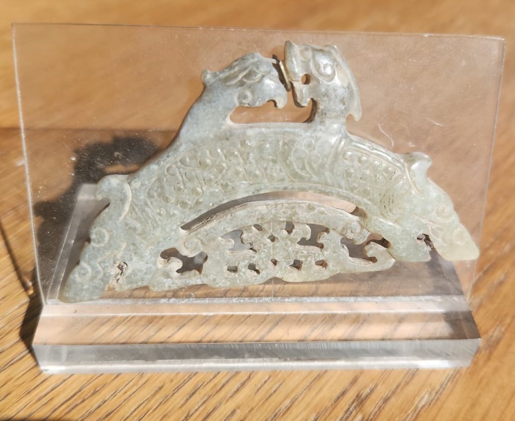 Huang double dragon en Jade blanc