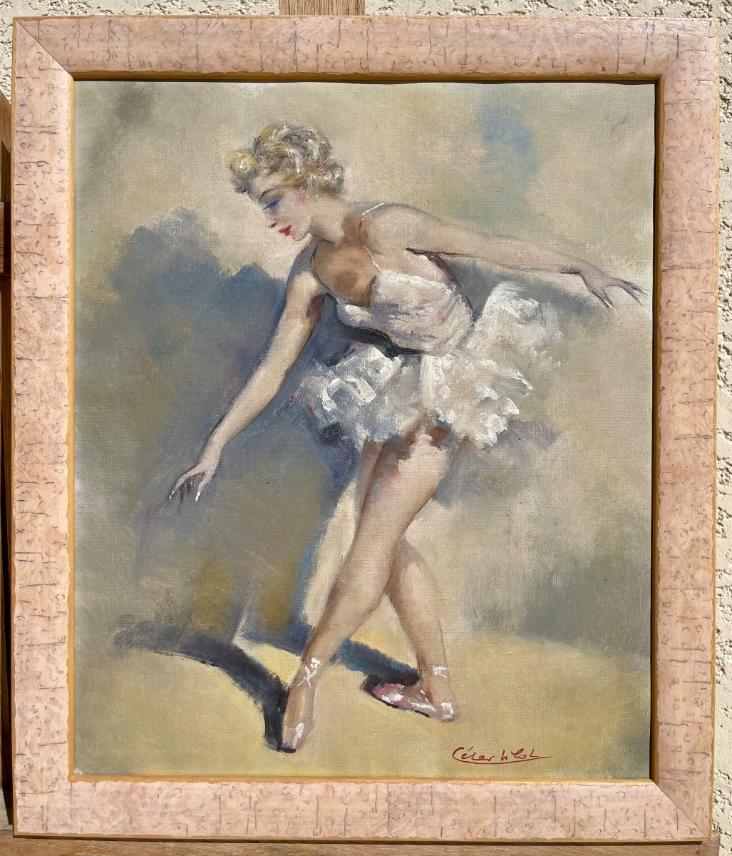 César VILOT - Huile Sur Toile, Ballerine / Danseuse