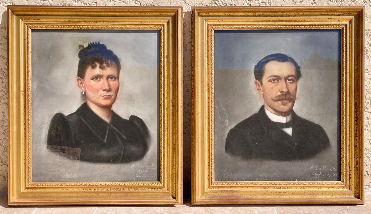 E. SAILLANT - Paire de Portraits 1892