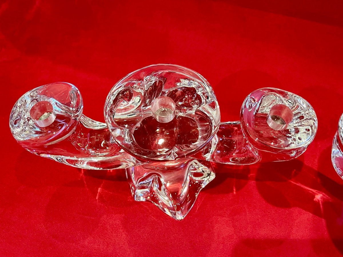 DAUM France - Paire de Bougeoirs en Cristal Modèle Orion-photo-6