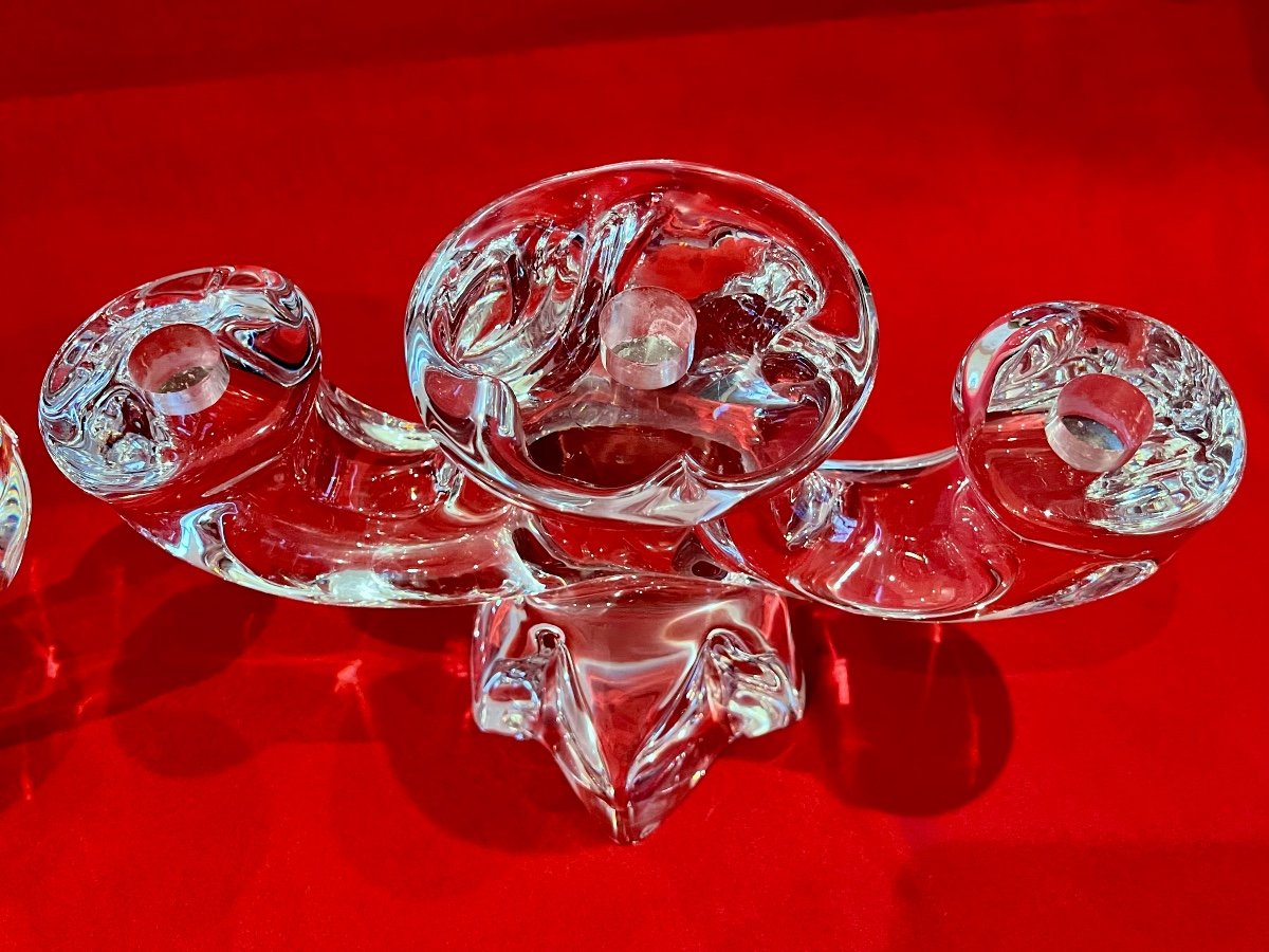 DAUM France - Paire de Bougeoirs en Cristal Modèle Orion-photo-8