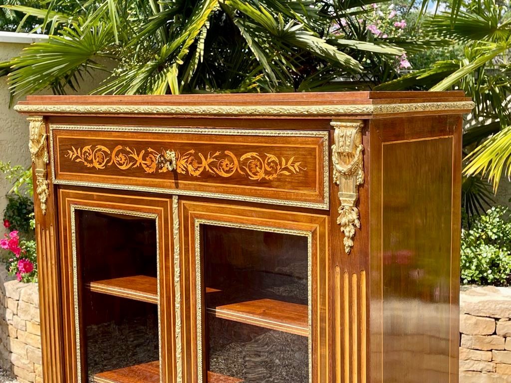 Vitrine en Marqueterie & Bronze d’époque Napoléon III -photo-4